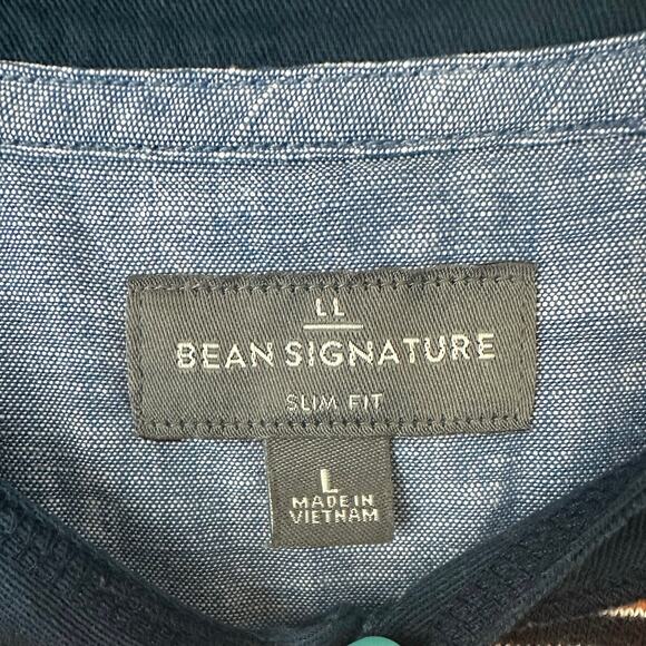 L.L. Bean Signature Henley Short Sleeve Striped - Picture 4 of 4